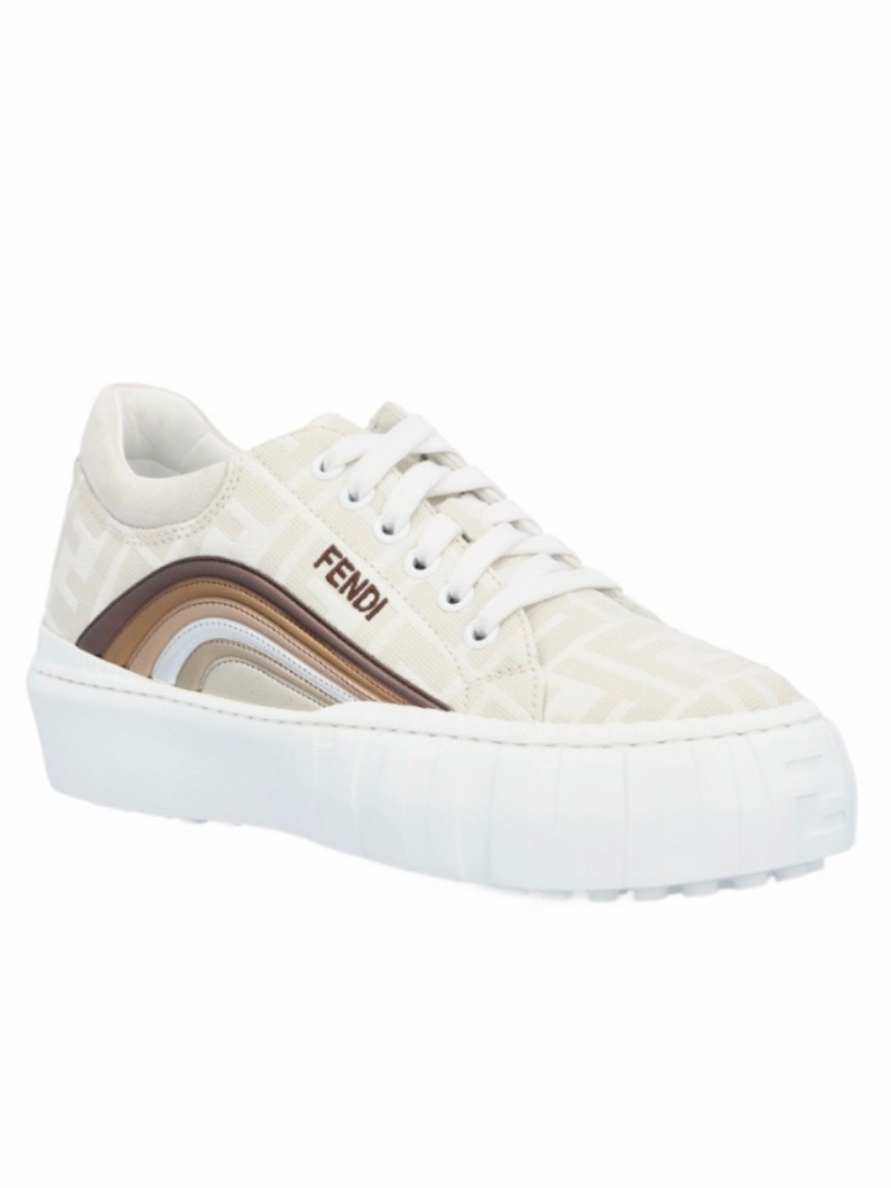 FENDI Fabric Jacquard FF Rainbow Fendi Force Low-Top Sneakers